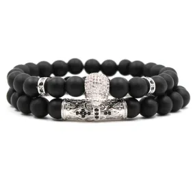 Micro-inlaid Zircon Elbow Skull Elastic Bracelet