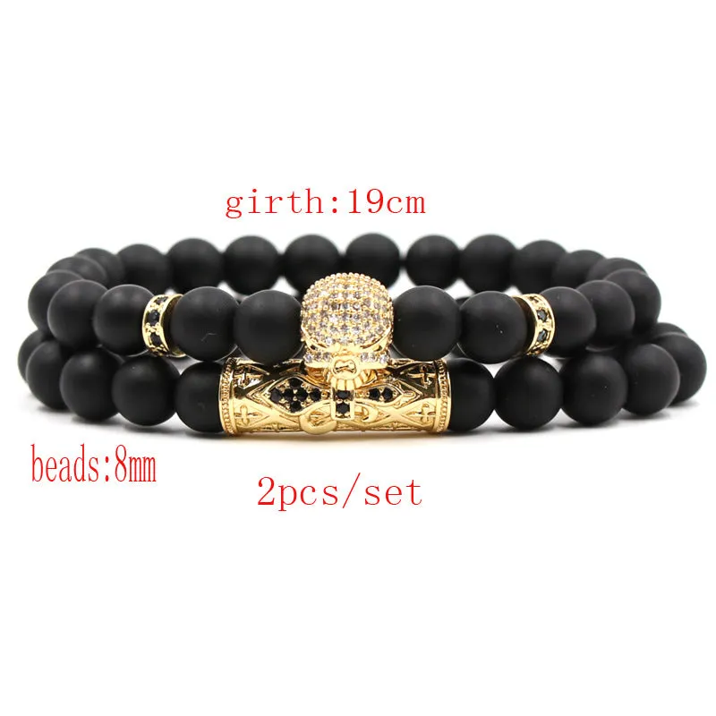 Micro-inlaid Zircon Elbow Skull Elastic Bracelet