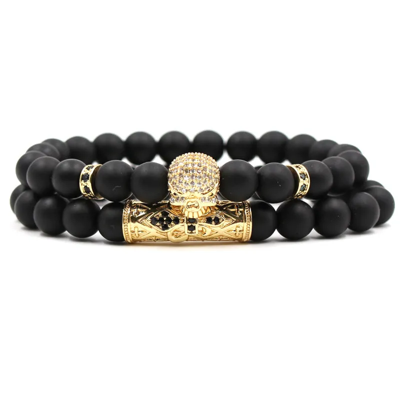 Micro-inlaid Zircon Elbow Skull Elastic Bracelet