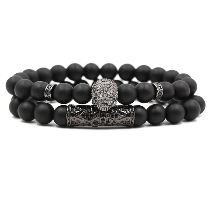 Micro-inlaid Zircon Elbow Skull Elastic Bracelet