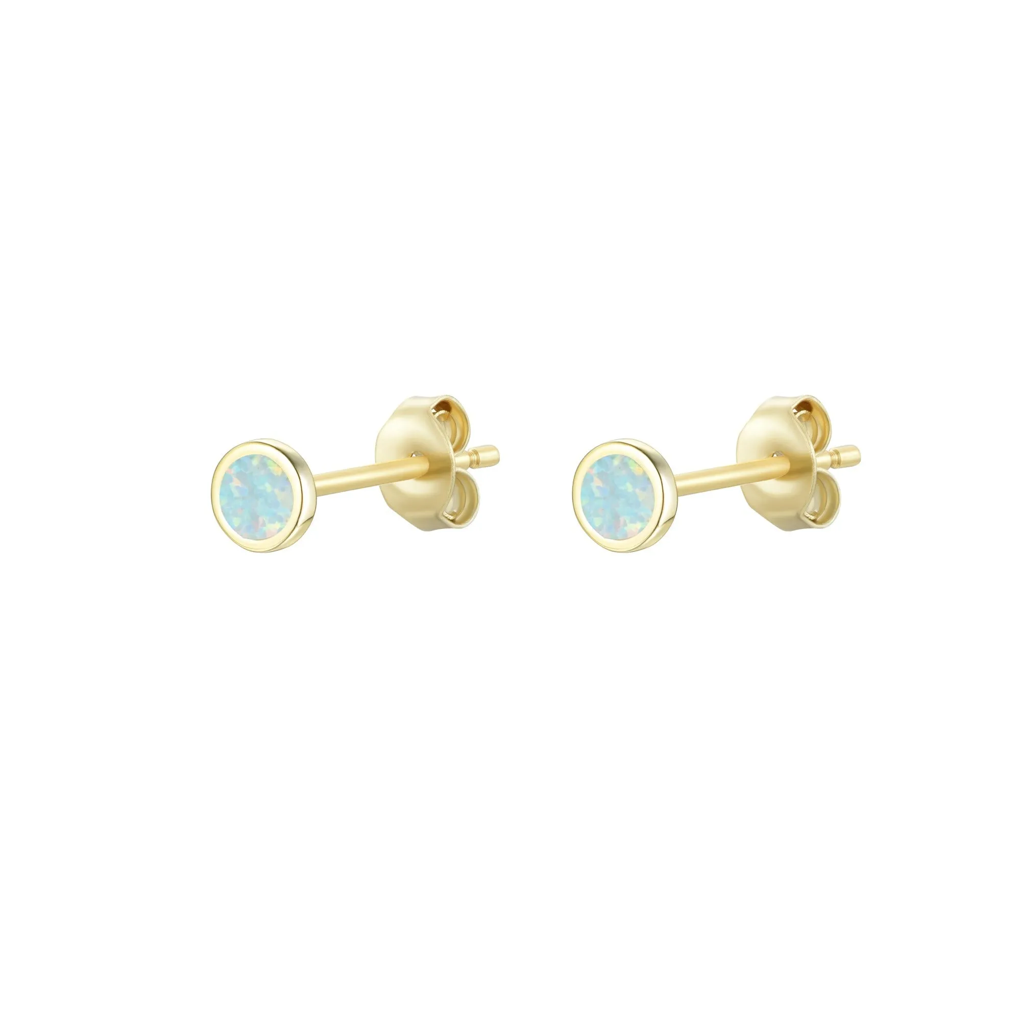 Mini Round Opal Stud Earrings