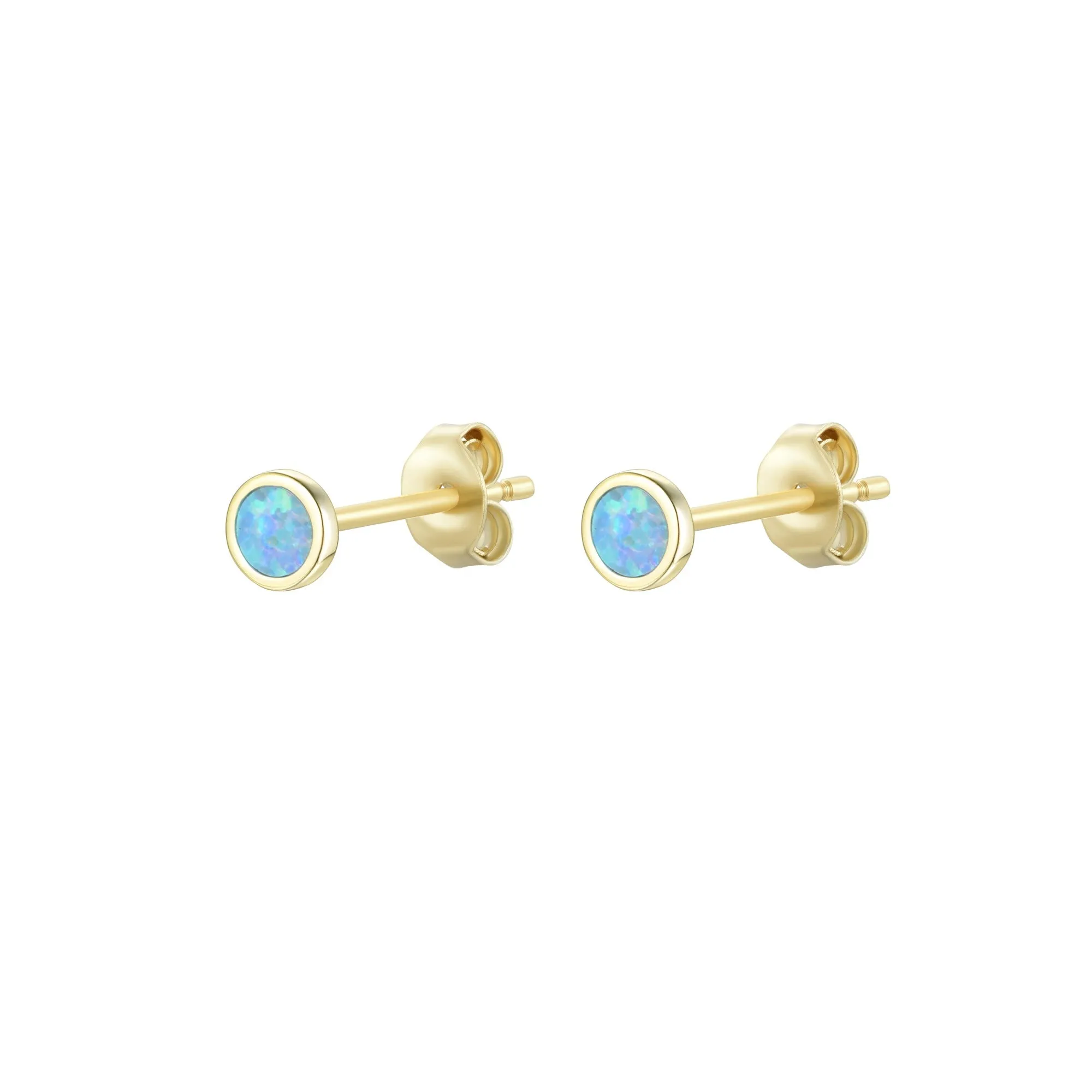 Mini Round Opal Stud Earrings