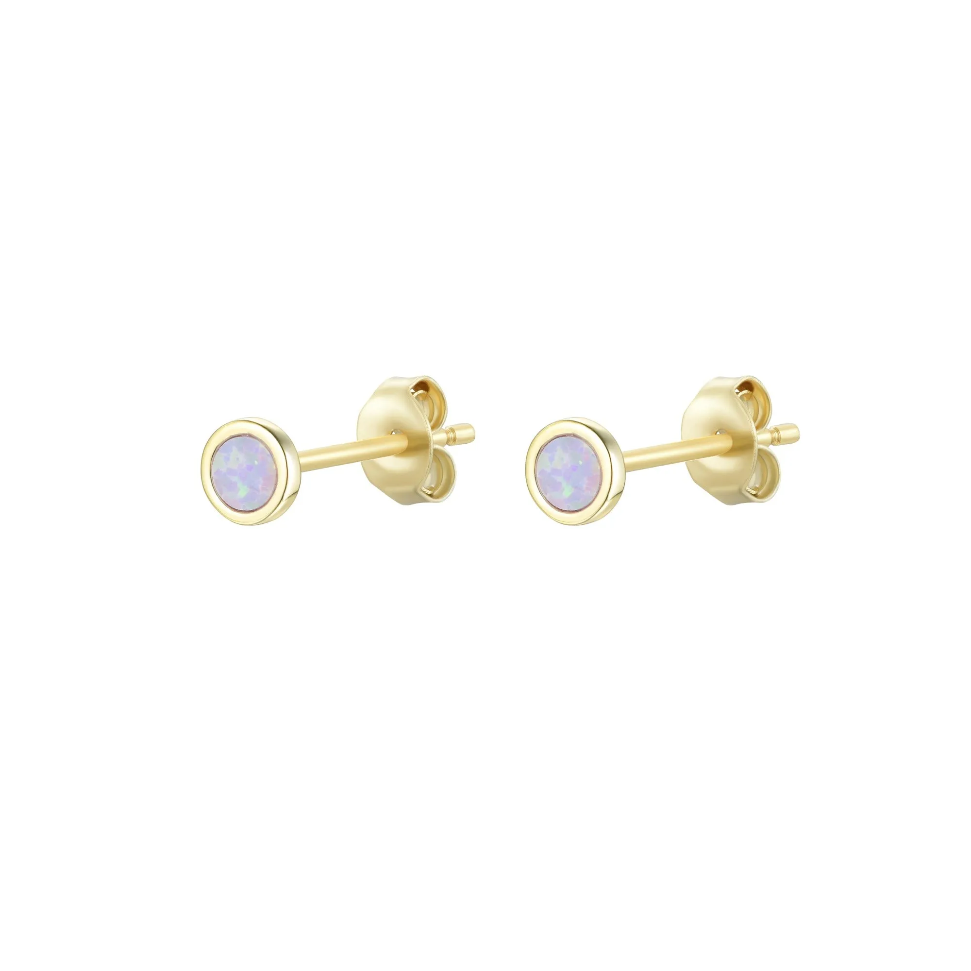 Mini Round Opal Stud Earrings