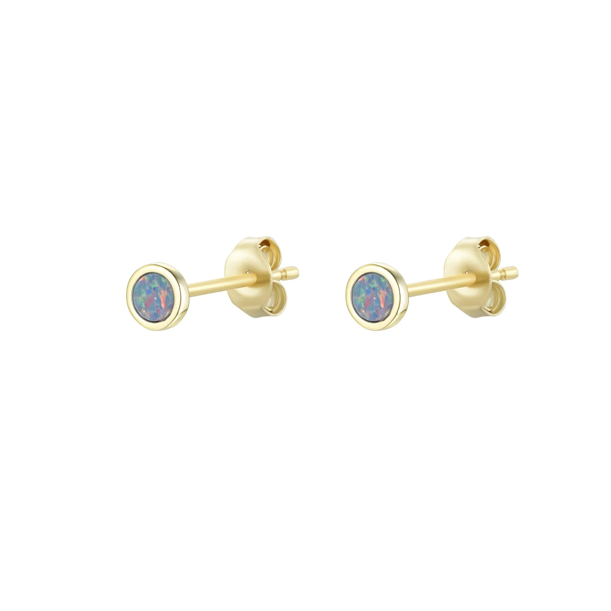 Mini Round Opal Stud Earrings