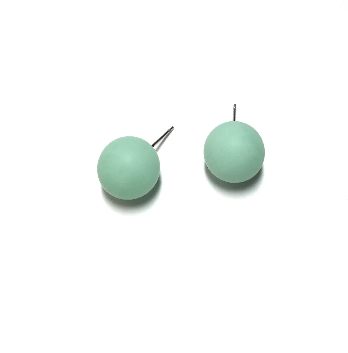 Mint Green Opal Matte Ball Stud Earrings