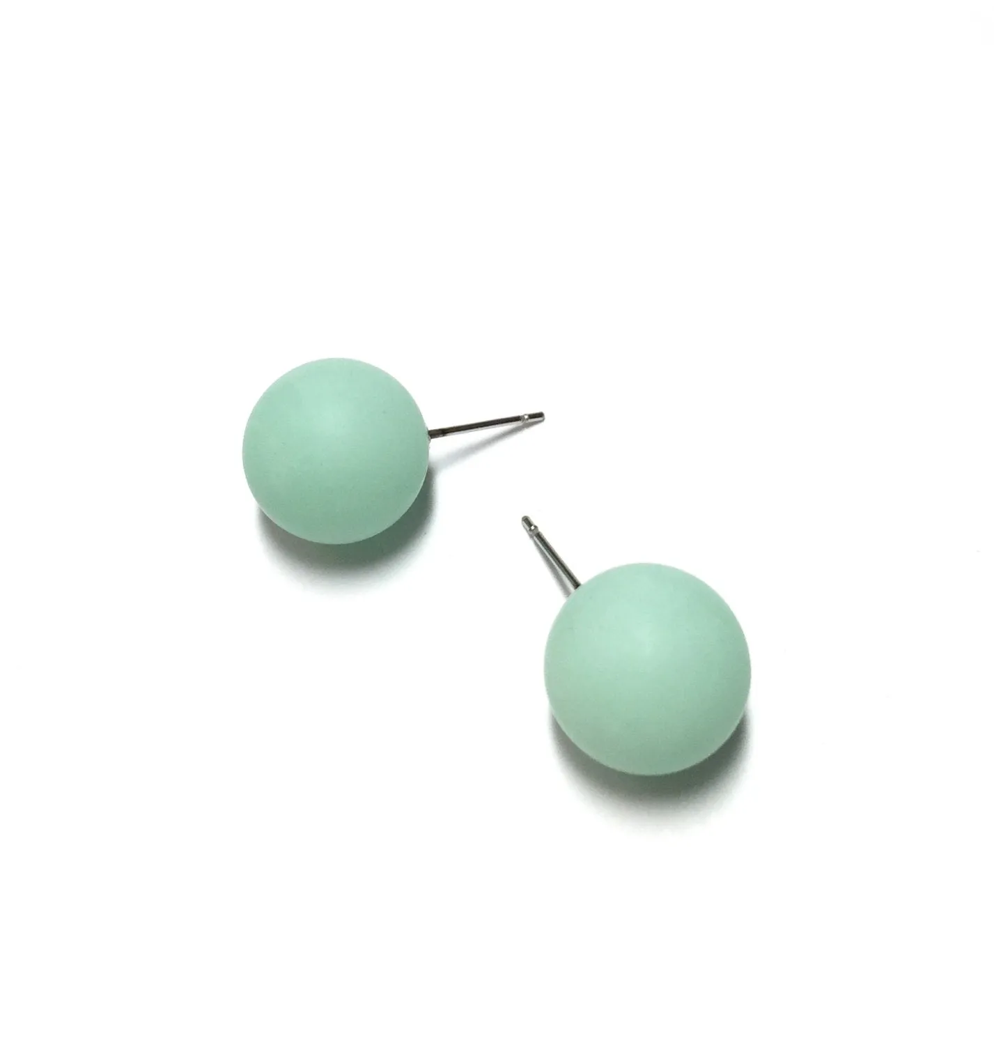 Mint Green Opal Matte Ball Stud Earrings