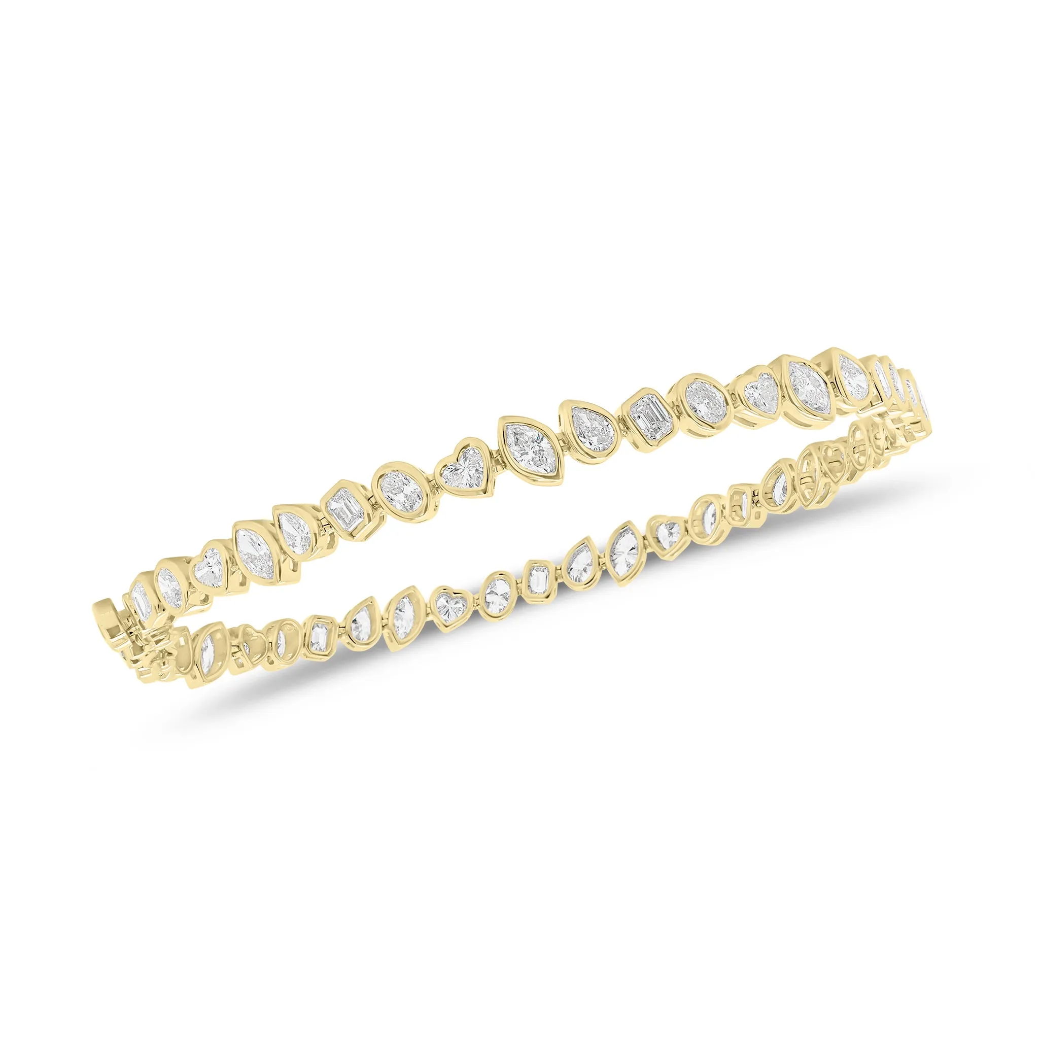 Mixed Shape Bezel-Set Diamond Tennis Bracelet