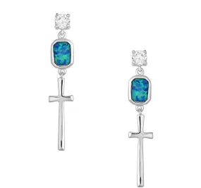 Montana Silvermiths Women's Cross Opal Dangle Earrings