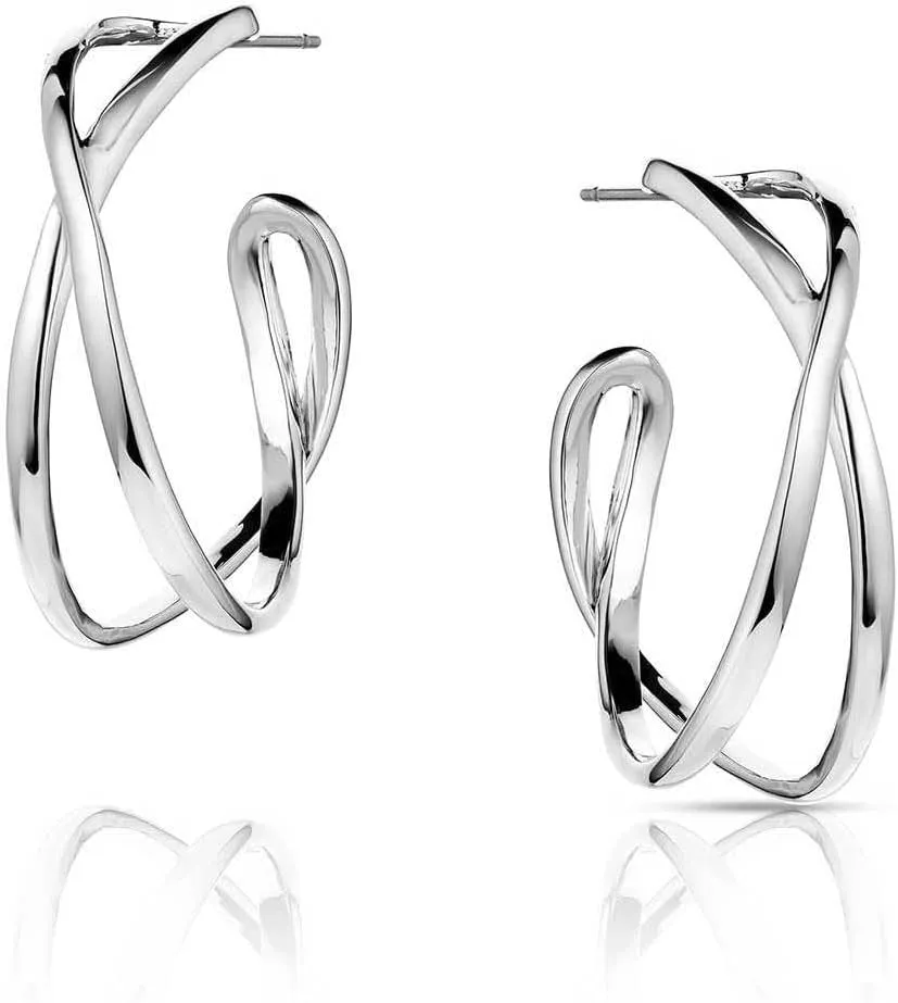 Montana Silversmiths Daring Crossed Hypoallergenic Stunning Hoop Post Back Earrings