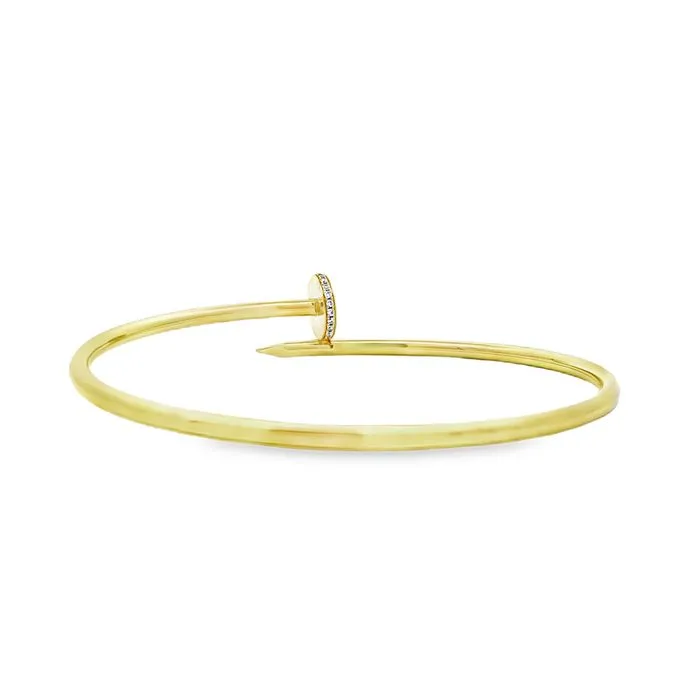 Mountz Collection Diamond Nail Oval Flex Bangle in 14K Yellow Gold