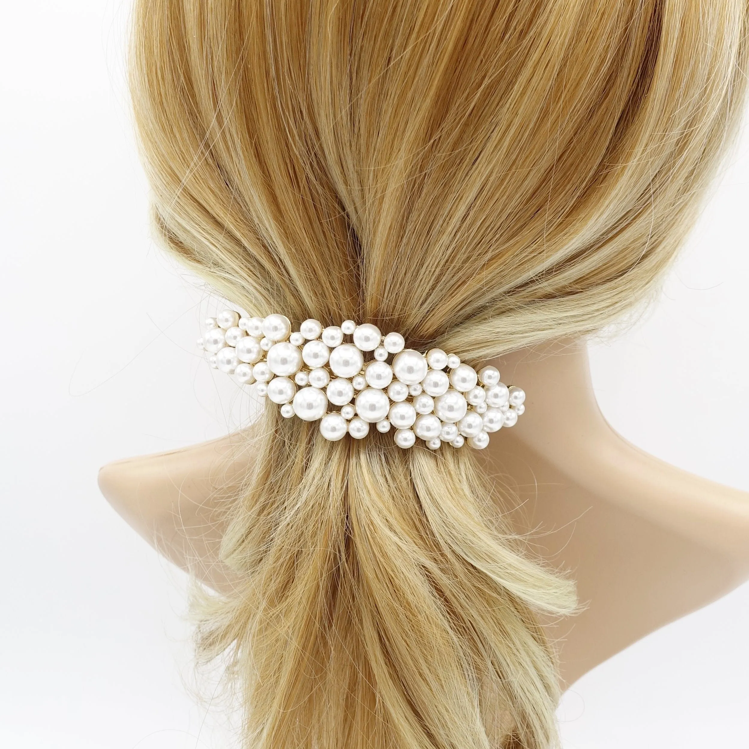 multi size pearl embellished curved french barrette elegant women hair accessory