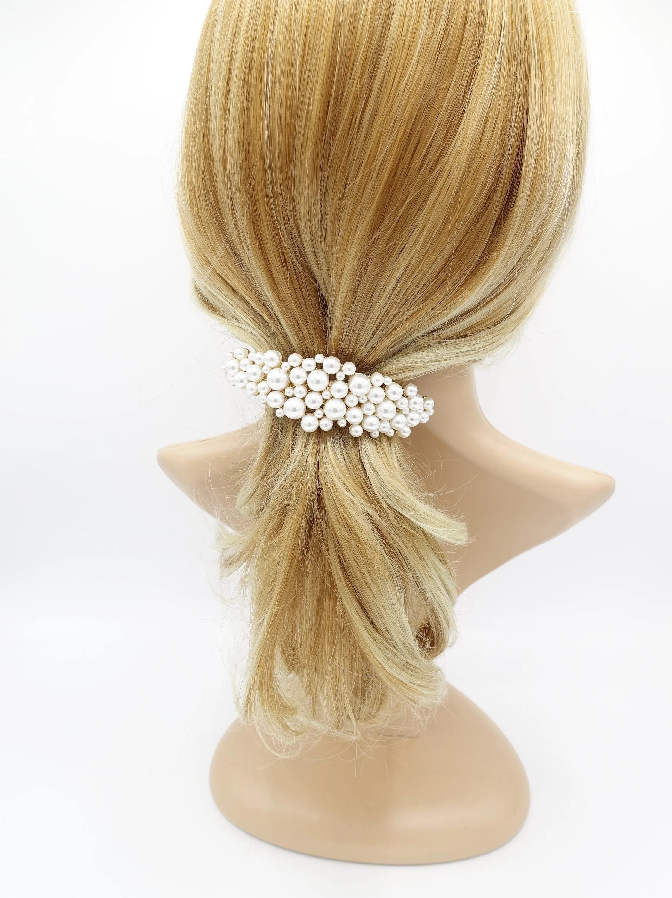 multi size pearl embellished curved french barrette elegant women hair accessory