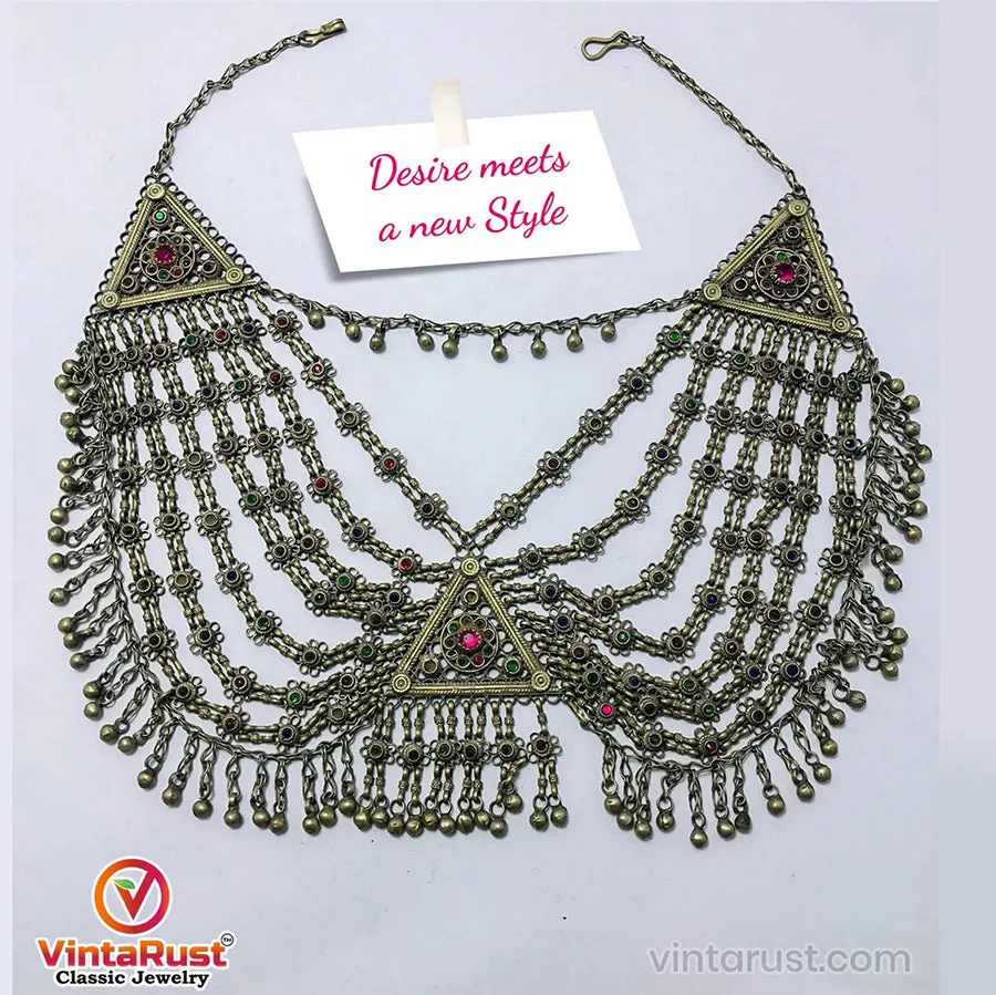 Multilayers Ethnic Handmade Kuchi Bib Necklace