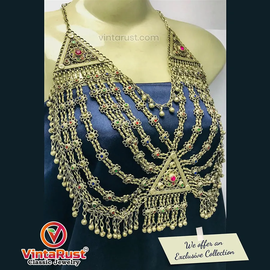 Multilayers Ethnic Handmade Kuchi Bib Necklace