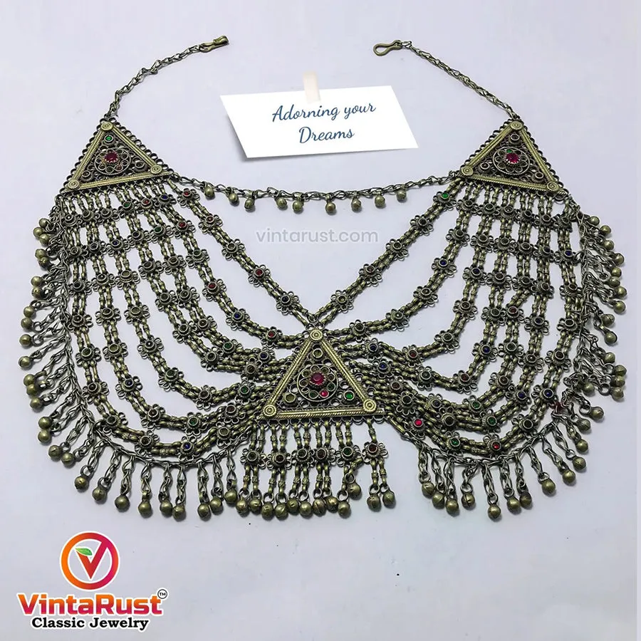 Multilayers Ethnic Handmade Kuchi Bib Necklace