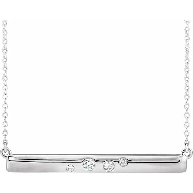 Natural Diamond 14k Gold Bar Necklace