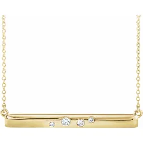 Natural Diamond 14k Gold Bar Necklace