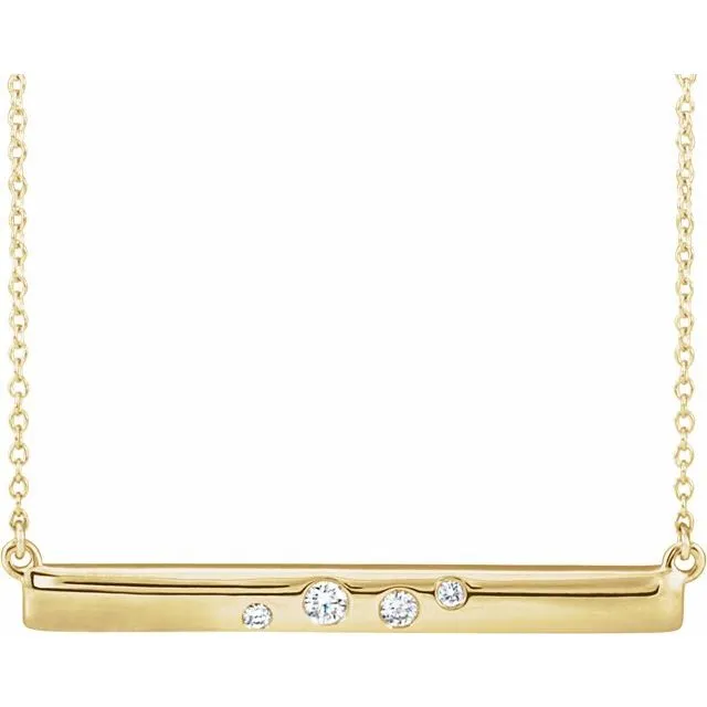 Natural Diamond 14k Gold Bar Necklace