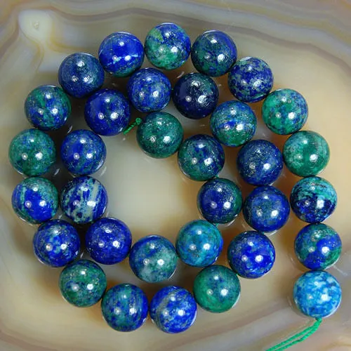 Natural Lapis Lazuli Chrysocolla Gemstone Round Loose Beads on a 15.5" Strand