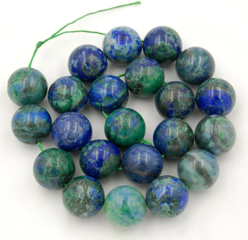 Natural Lapis Lazuli Chrysocolla Gemstone Round Loose Beads on a 15.5" Strand