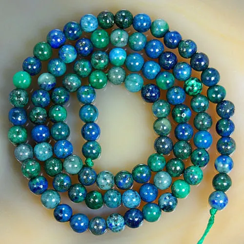 Natural Lapis Lazuli Chrysocolla Gemstone Round Loose Beads on a 15.5" Strand