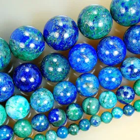 Natural Lapis Lazuli Chrysocolla Gemstone Round Loose Beads on a 15.5" Strand