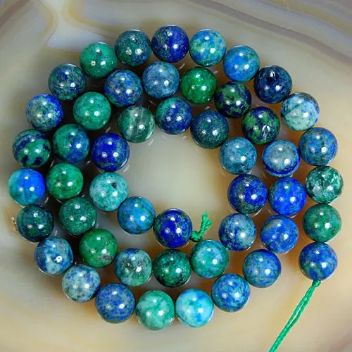 Natural Lapis Lazuli Chrysocolla Gemstone Round Loose Beads on a 15.5" Strand