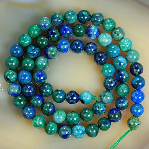 Natural Lapis Lazuli Chrysocolla Gemstone Round Loose Beads on a 15.5" Strand