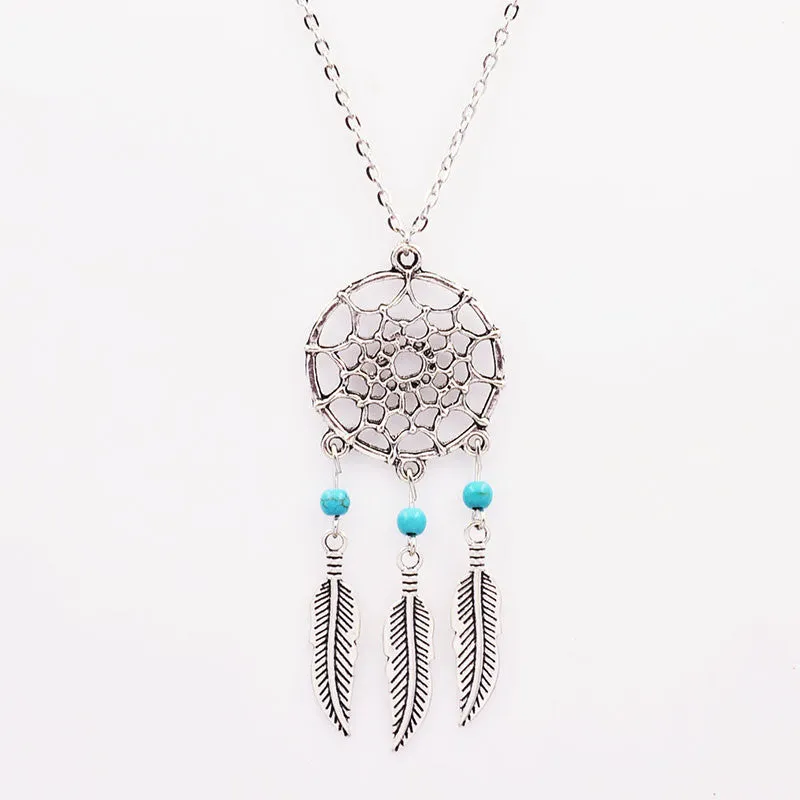 Natural Stone Feather Vintage Pendant