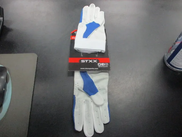 New STXX SheepSkin Leather Batting Gloves Blue/White Size Adult XL