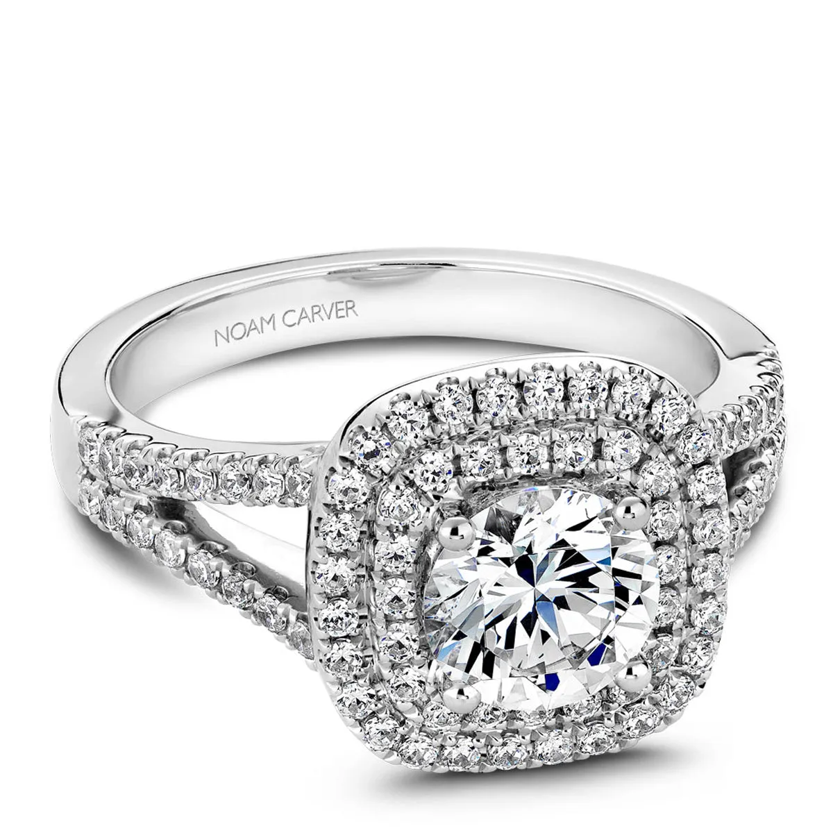 Noam Carver Double Halo Diamond Engagement Ring Setting in White Gold