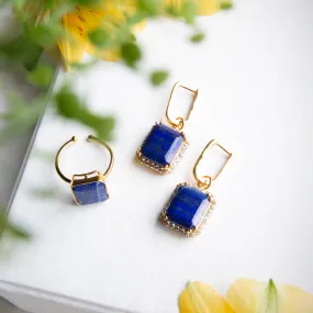 Octagon Cut Lapis Hoops