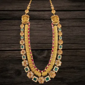 One Gram Gold Antique Two Layered Laxmi Kasu Necklace By Asp Fashion Jewellery