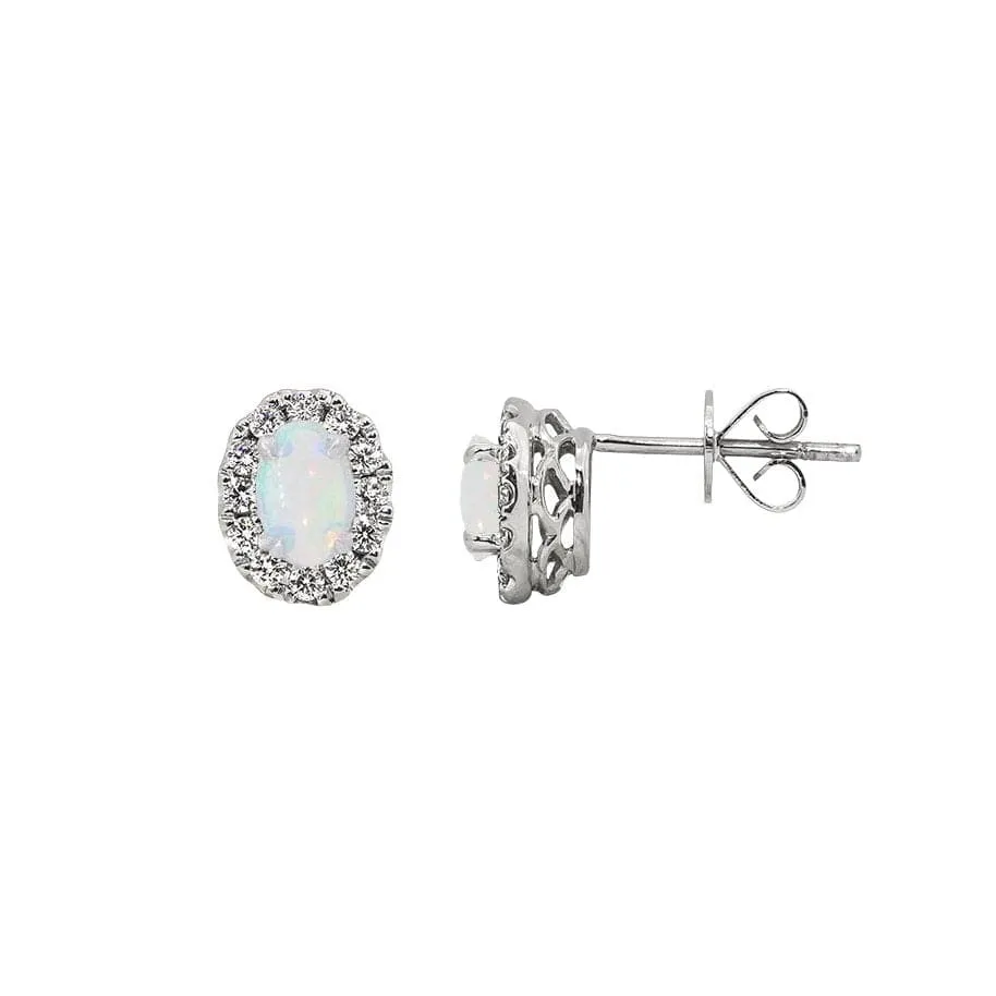 Opal and Diamond Halo Earrings