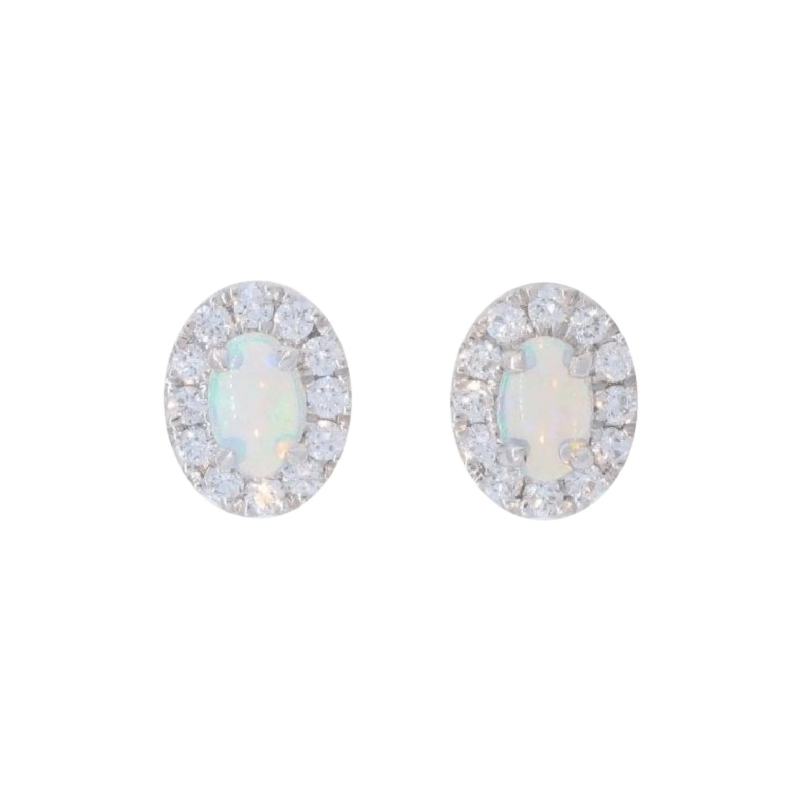 Opal and Diamond Halo Earrings