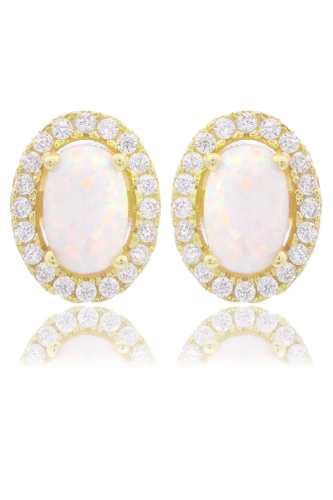 OPAL GLOW BLACKWATTLE WHITE CREATED OPAL EARRINGS GOLD