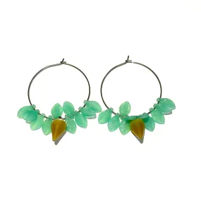 Opal Leaves Hoop Earrings