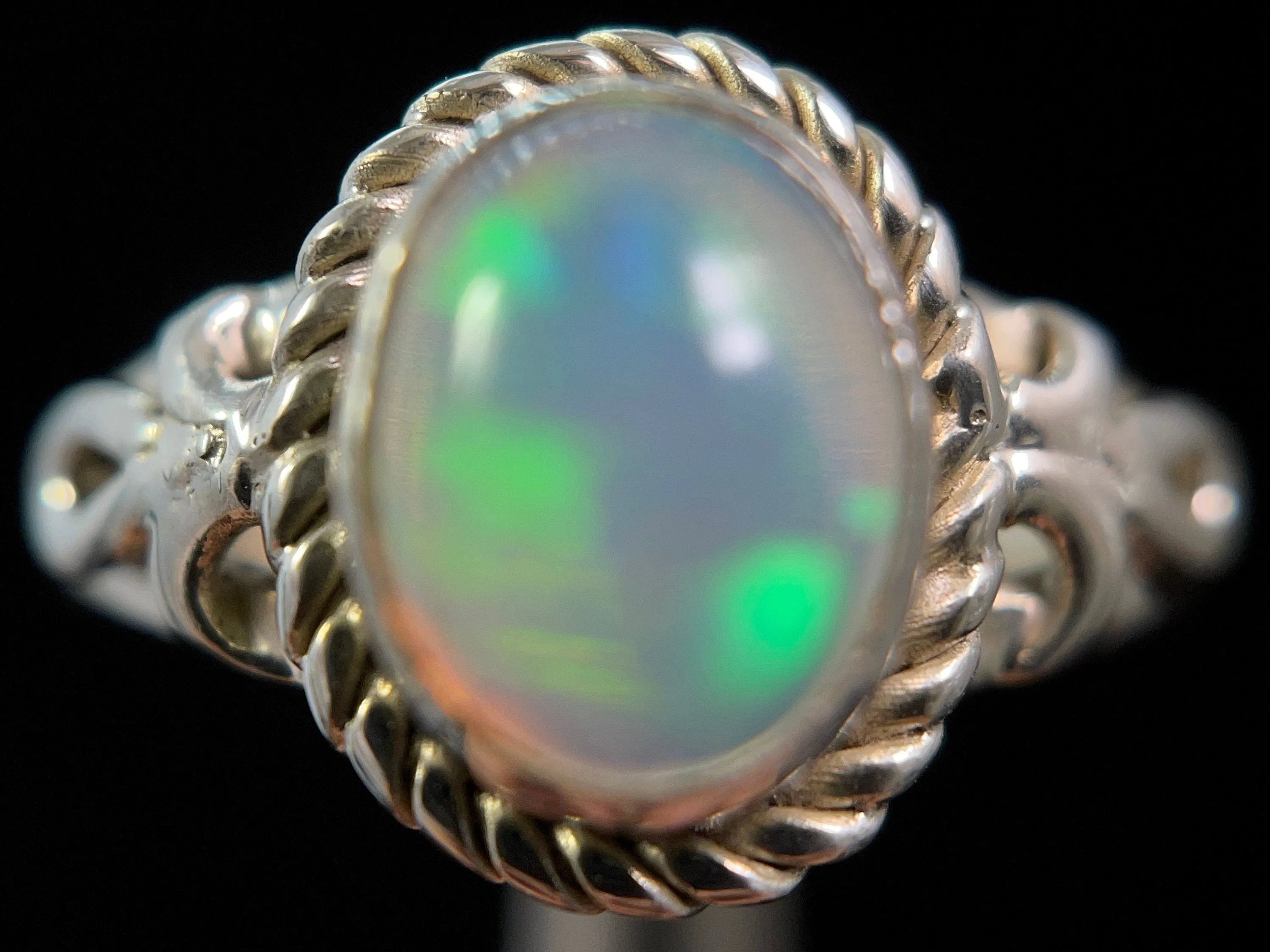 OPAL RING - Sterling Silver, Size 7.5 - Ethiopian Opal Rings for Women, Bridal Jewelry, Welo Opal, 49203