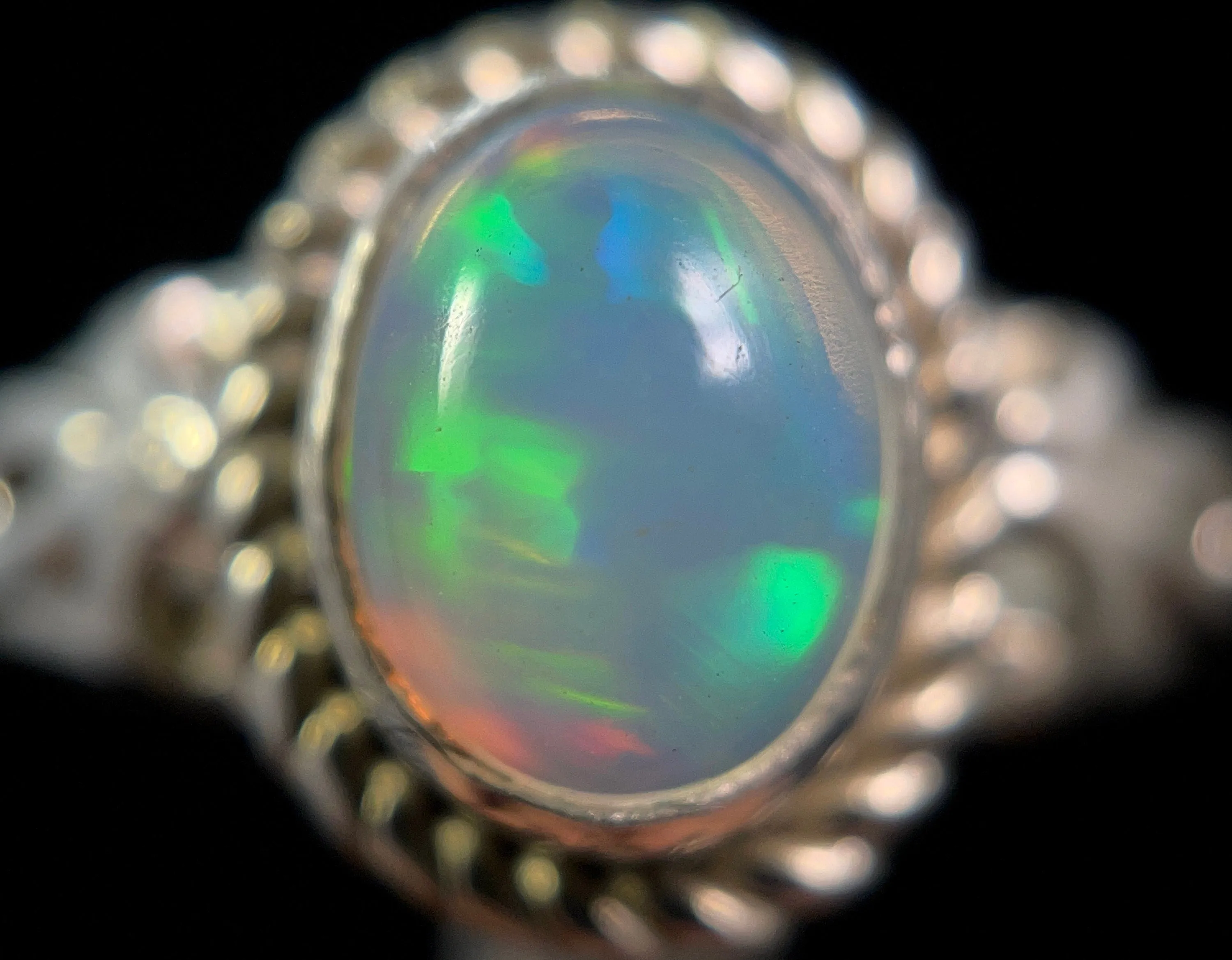 OPAL RING - Sterling Silver, Size 7.5 - Ethiopian Opal Rings for Women, Bridal Jewelry, Welo Opal, 49203