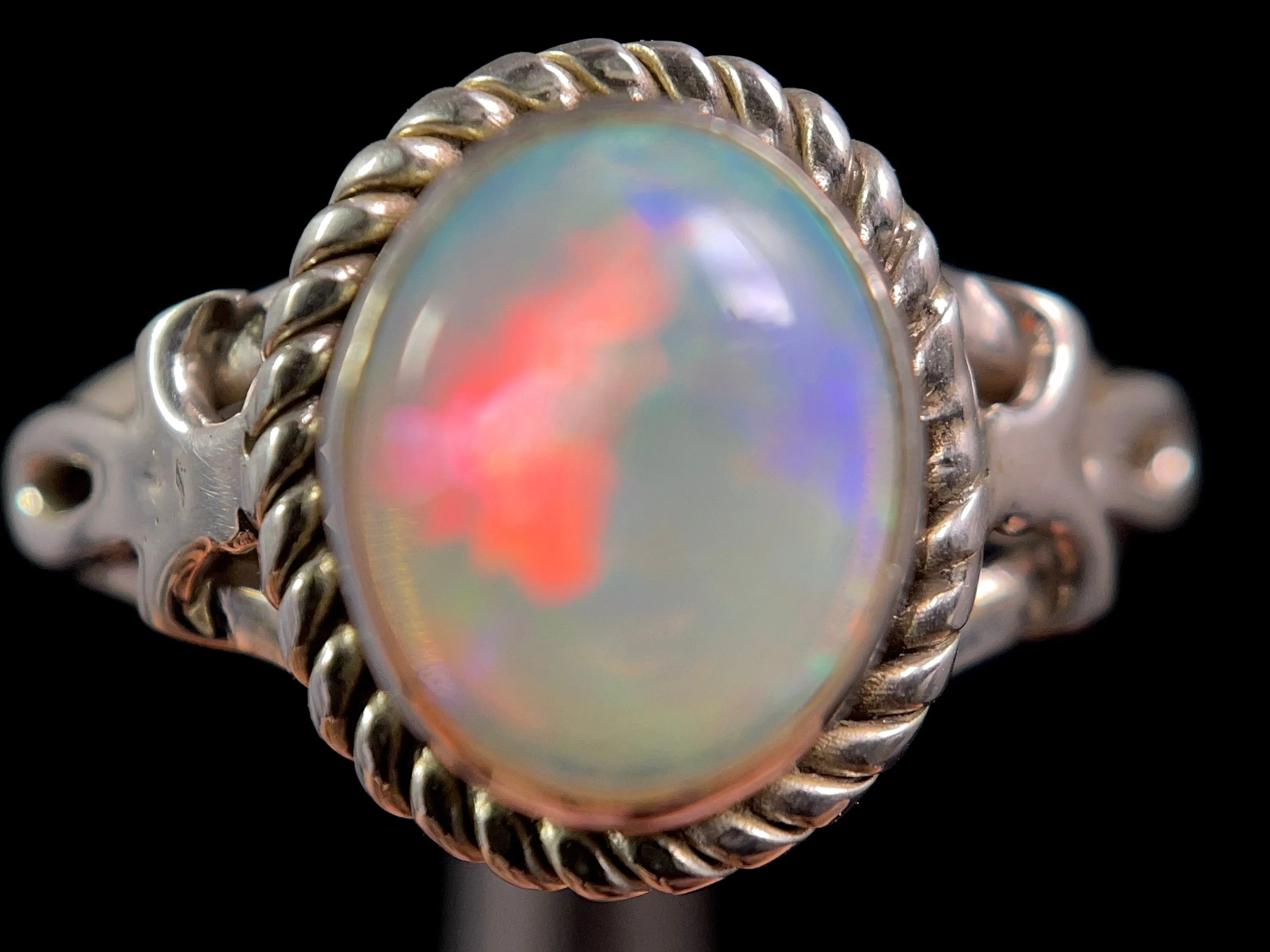 OPAL RING - Sterling Silver, Size 9.5 - Ethiopian Opal Rings for Women, Bridal Jewelry, Welo Opal, 49171