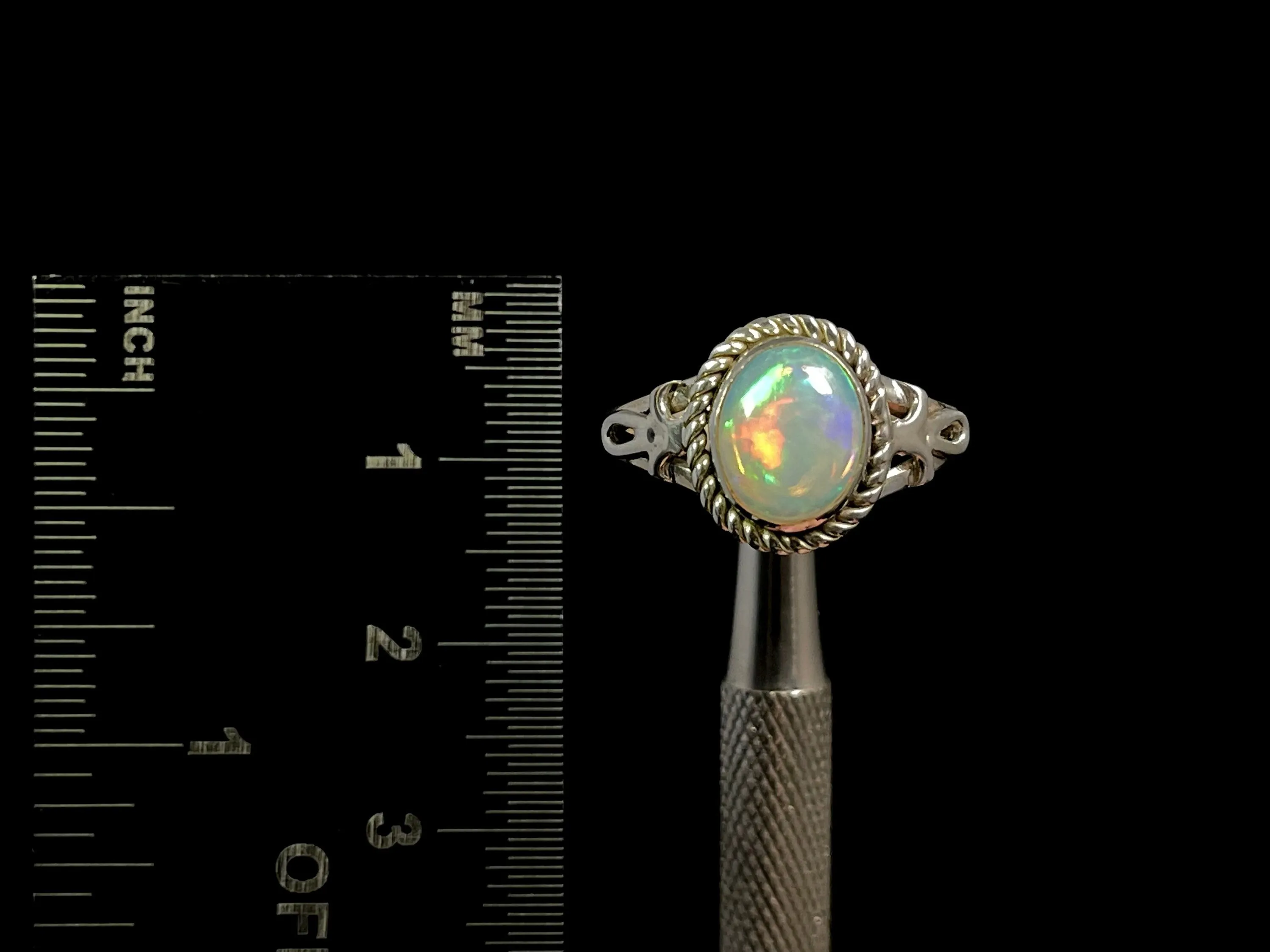 OPAL RING - Sterling Silver, Size 9.5 - Ethiopian Opal Rings for Women, Bridal Jewelry, Welo Opal, 49171