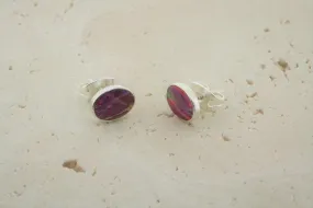 opal stud - oval - rose