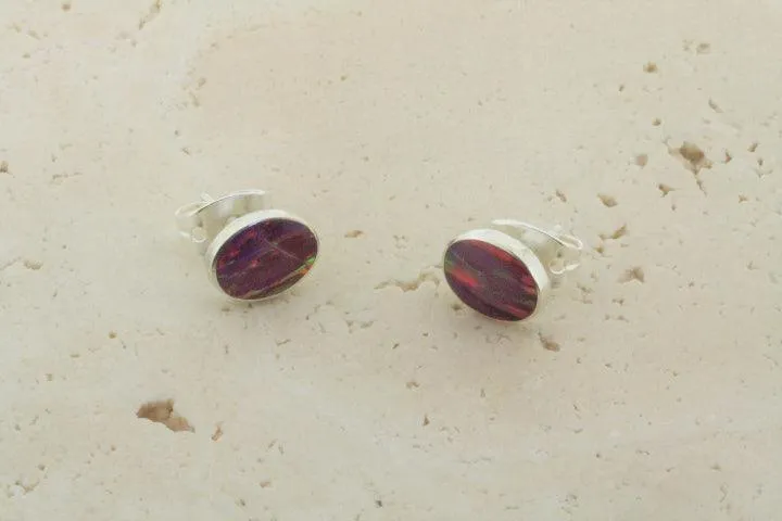 opal stud - oval - rose