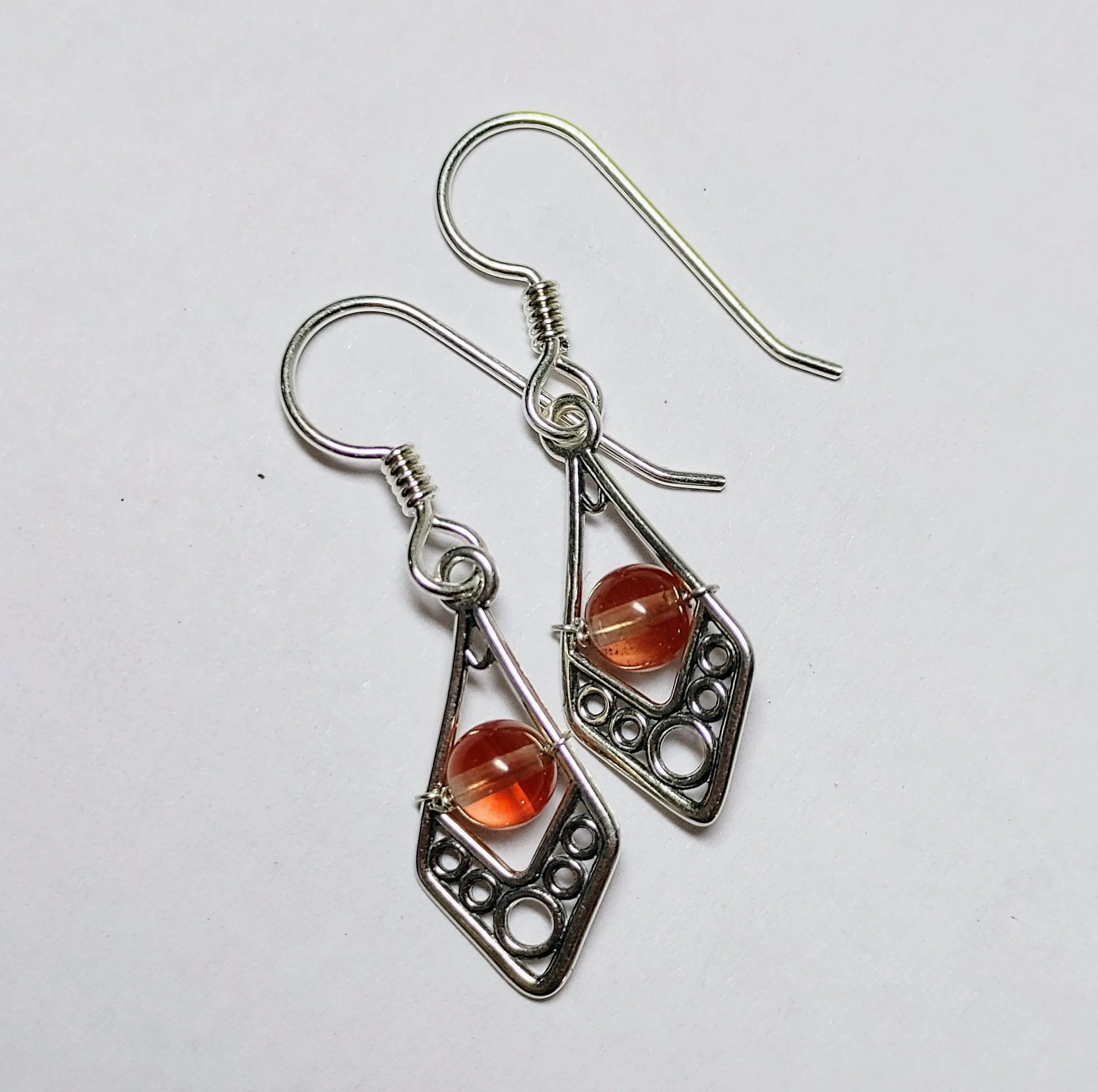 Oregon Sunstone Bead Earring-Sterling Silver Dangle