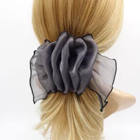 organza ruffle flower hair barrette woman hair accessory