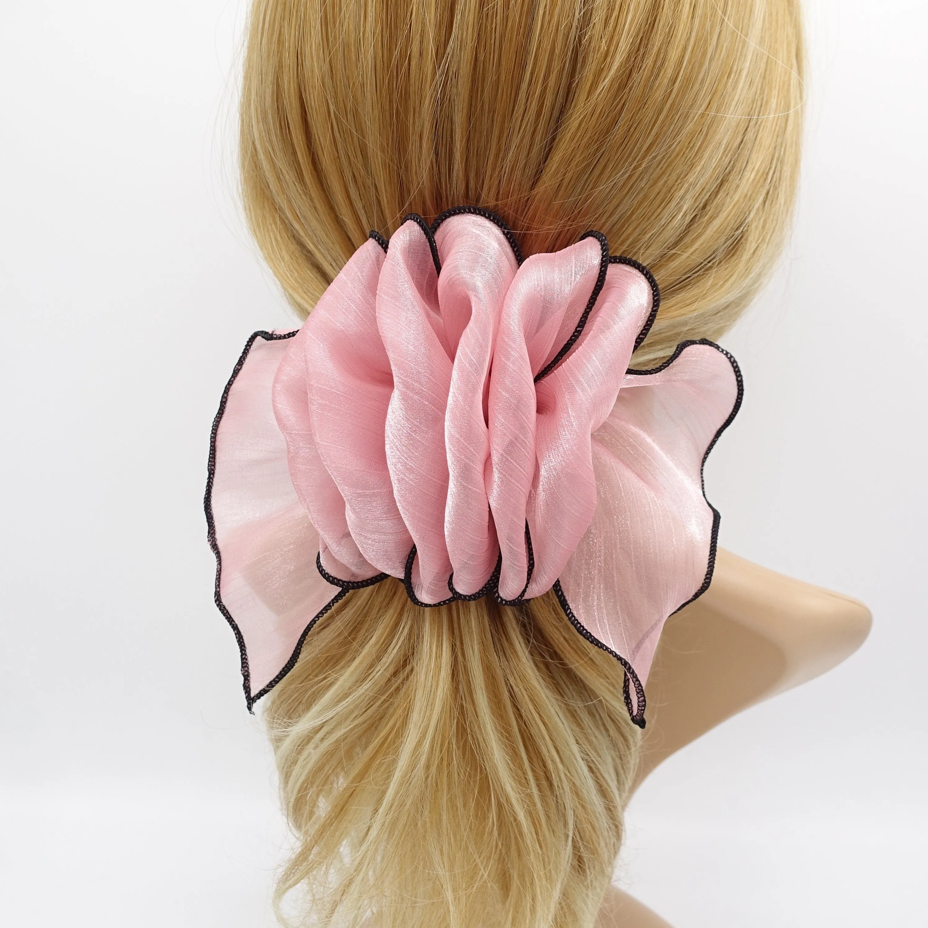 organza ruffle flower hair barrette woman hair accessory