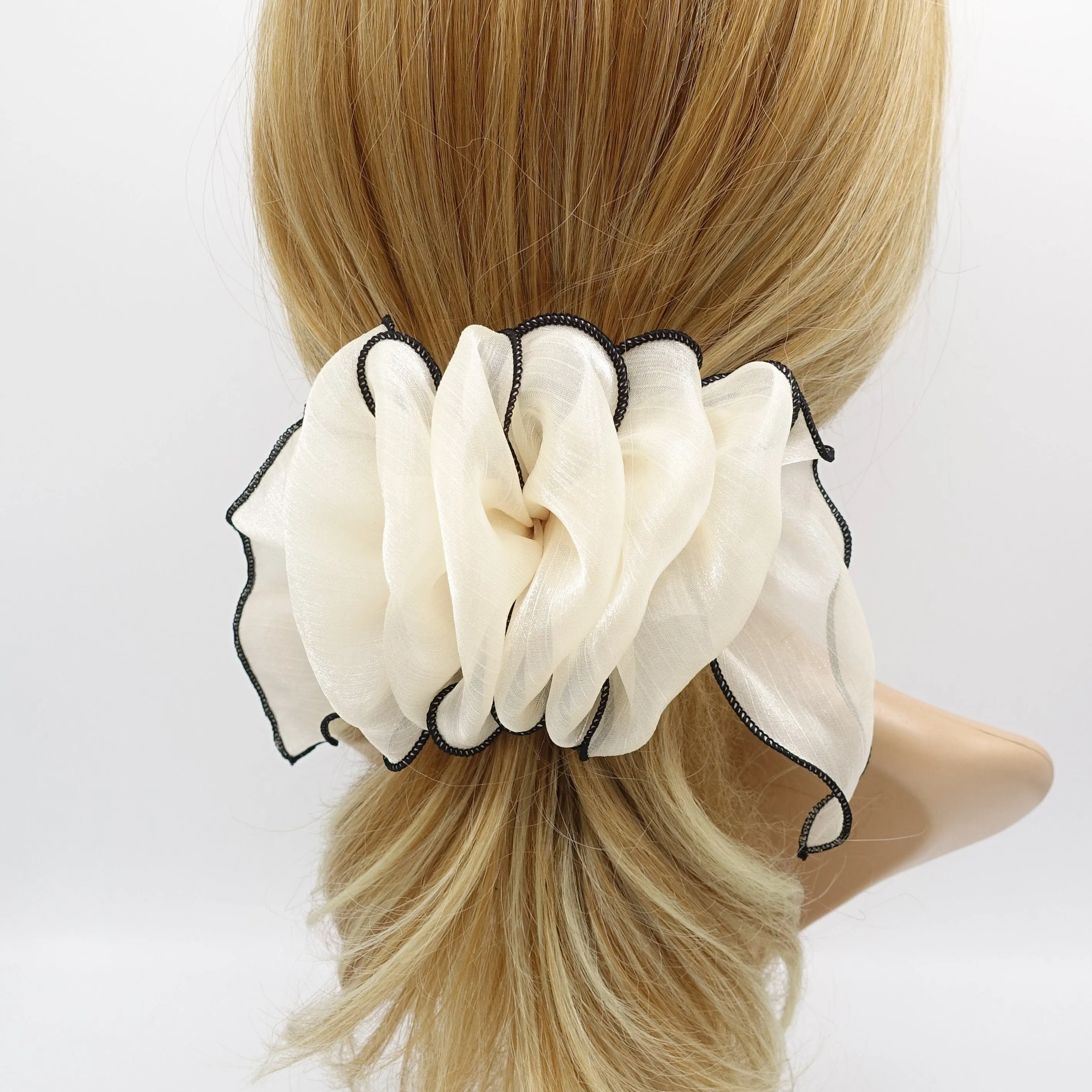 organza ruffle flower hair barrette woman hair accessory