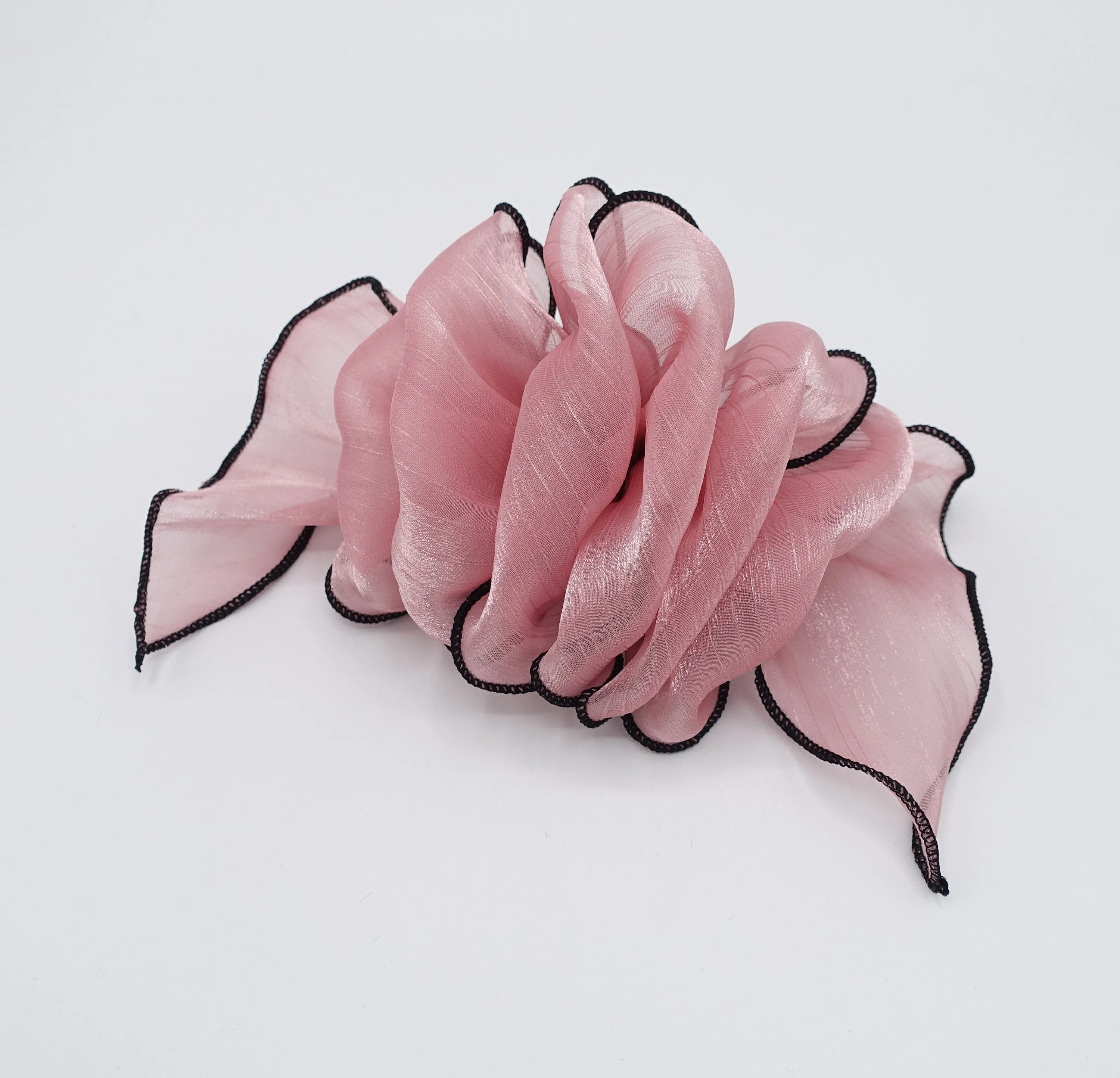 organza ruffle flower hair barrette woman hair accessory