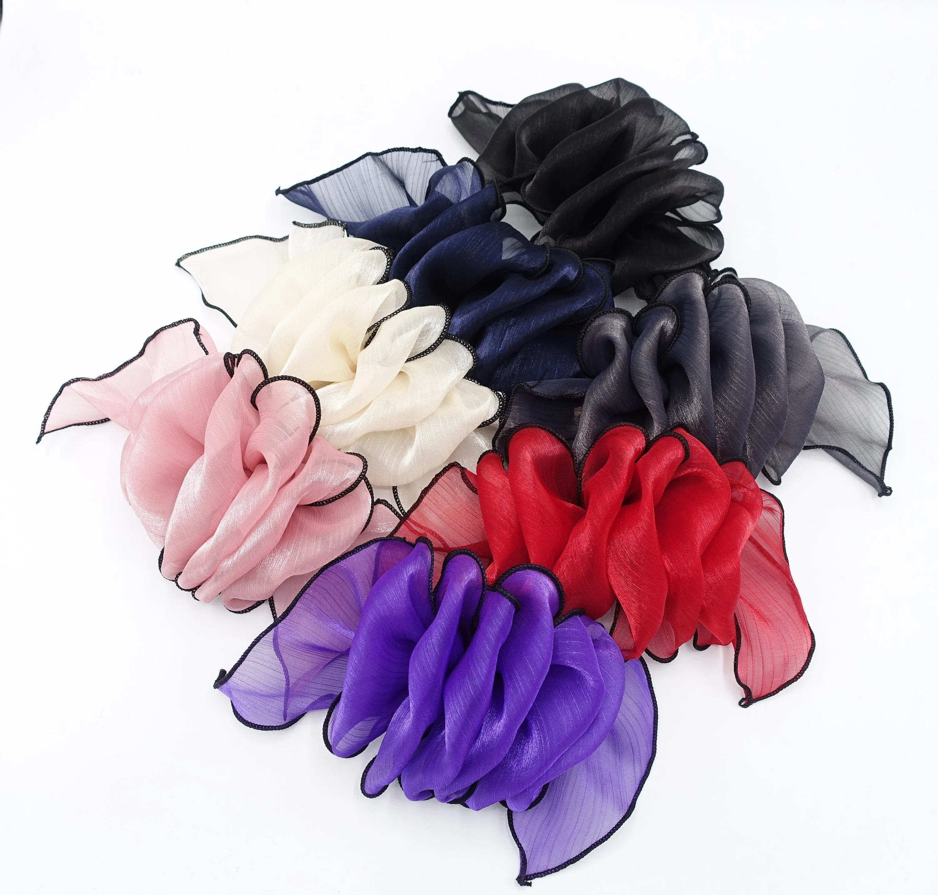 organza ruffle flower hair barrette woman hair accessory