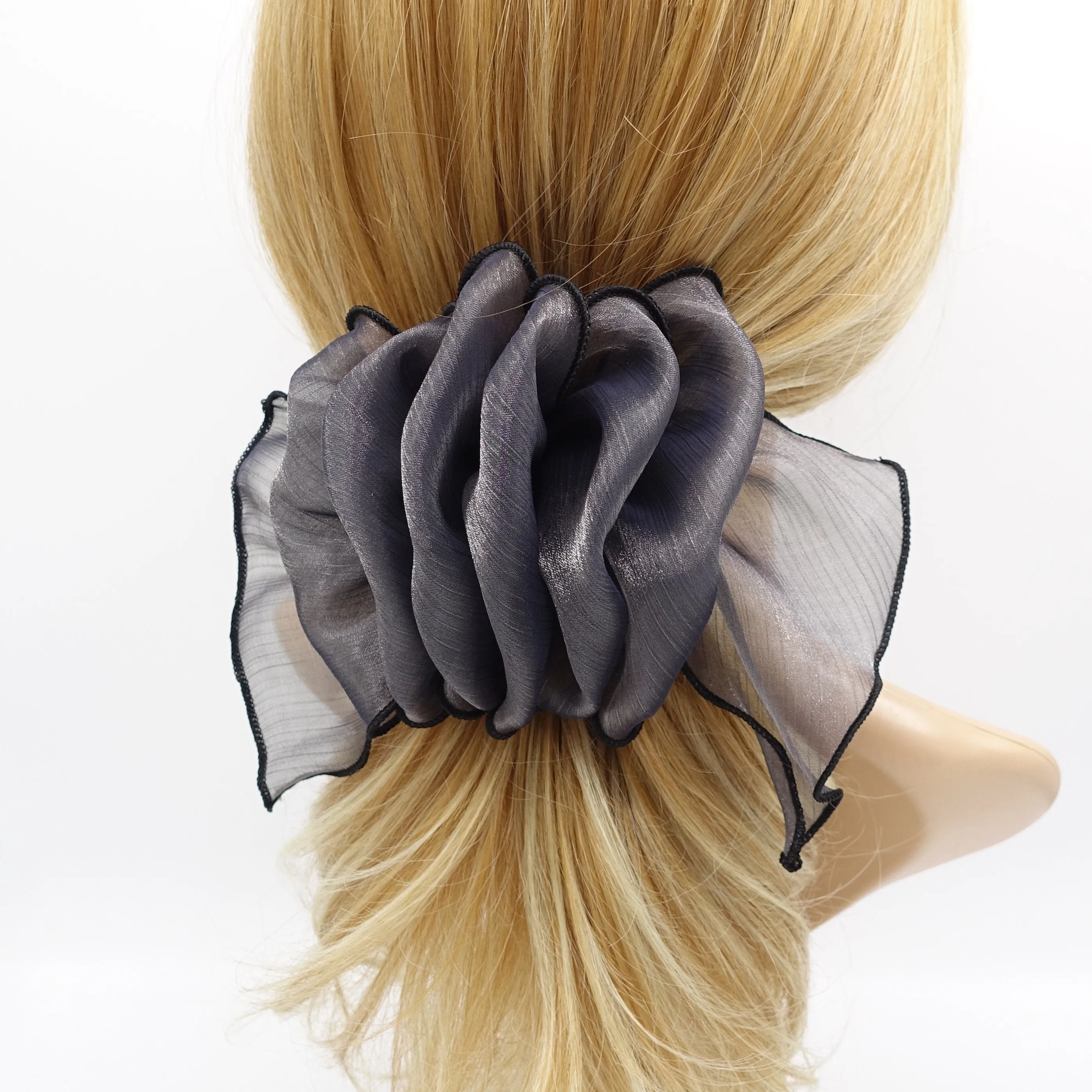 organza ruffle flower hair barrette woman hair accessory